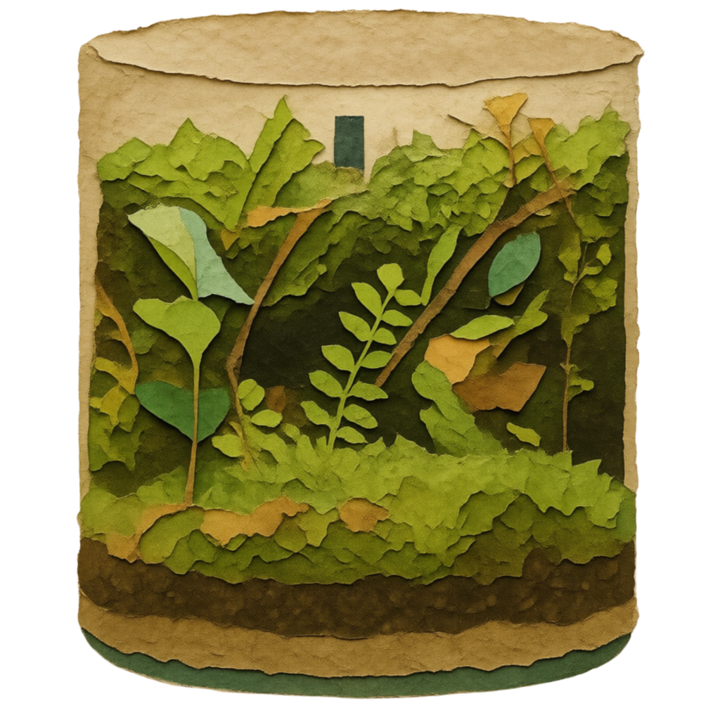 A soft, sunlit clearing where fresh greens gather in quiet harmony.